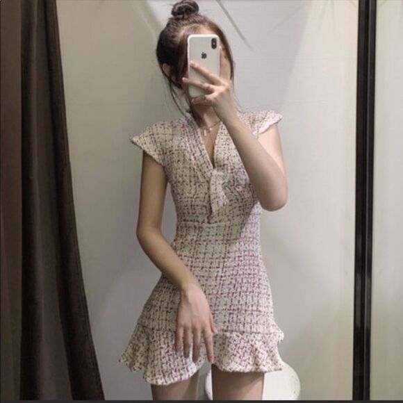 Zara textured weave dress with ruffle - Picture 4 of 7